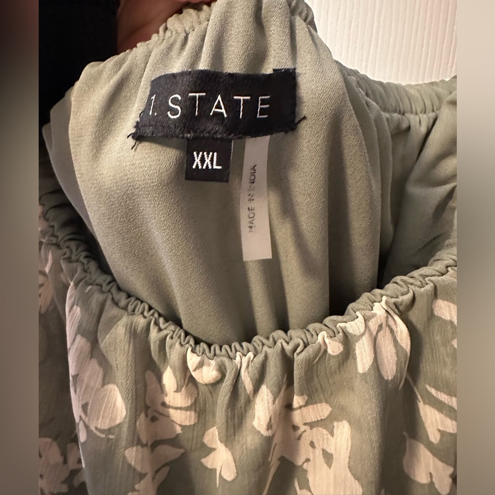 STRAPLESS RUFFLE TIERED DRESS IN SAGE - Picture 4 of 6